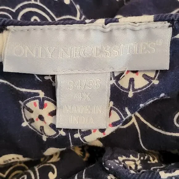 Only Necessities Women's 4X Bib Front Blue Floral Lounge Dress Nightgown Pockets - Picture 3 of 7